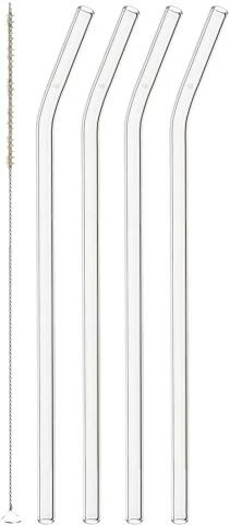 Leonardo Glastrinkhalme CIAO 4er-Set 23 Cm + Reinigungsbürste 1 Leonardo Glastrinkhalme CIAO 4er-Set 23 Cm + Reinigungsbürste