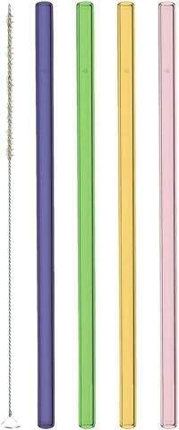 Leonardo Glastrinkhalme CIAO 4 Stück Sortiert 20 Cm Farbig + Reinigungsbürste 1 Leonardo Glastrinkhalme CIAO 4 Stück Sortiert 20 Cm Farbig + Reinigungsbürste