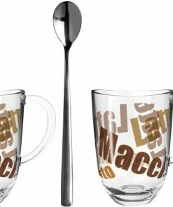 Leonardo 2 Latte Macchiato Tassen NAPOLI 380ml 3 Farbig + 2 Löffel