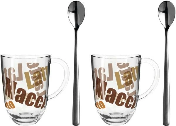 Leonardo 2 Latte Macchiato Tassen NAPOLI 380ml 3 Farbig + 2 Löffel 1 Leonardo 2 Latte Macchiato Tassen NAPOLI 380ml 3 Farbig + 2 Löffel