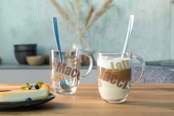 Leonardo 2 Latte Macchiato Tassen NAPOLI 380ml 3 Farbig + 2 Löffel 2 Leonardo 2 Latte Macchiato Tassen NAPOLI 380ml 3 Farbig + 2 Löffel – Bild 2