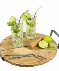 Lurch Trinkhalme Edelstahl, 4er Set Mit Bürste -LEONARDO SHOP RS2541 240915 Trinkhalme Anwendung lpr